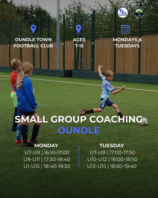 Small group coaching session at Oundle Town Football Club